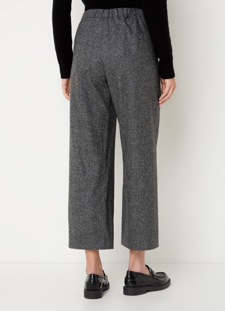 Pantaloni MaxMara Mina cu talie înaltă și croială largă, confecționați dintr-un amestec de mătase melanj.