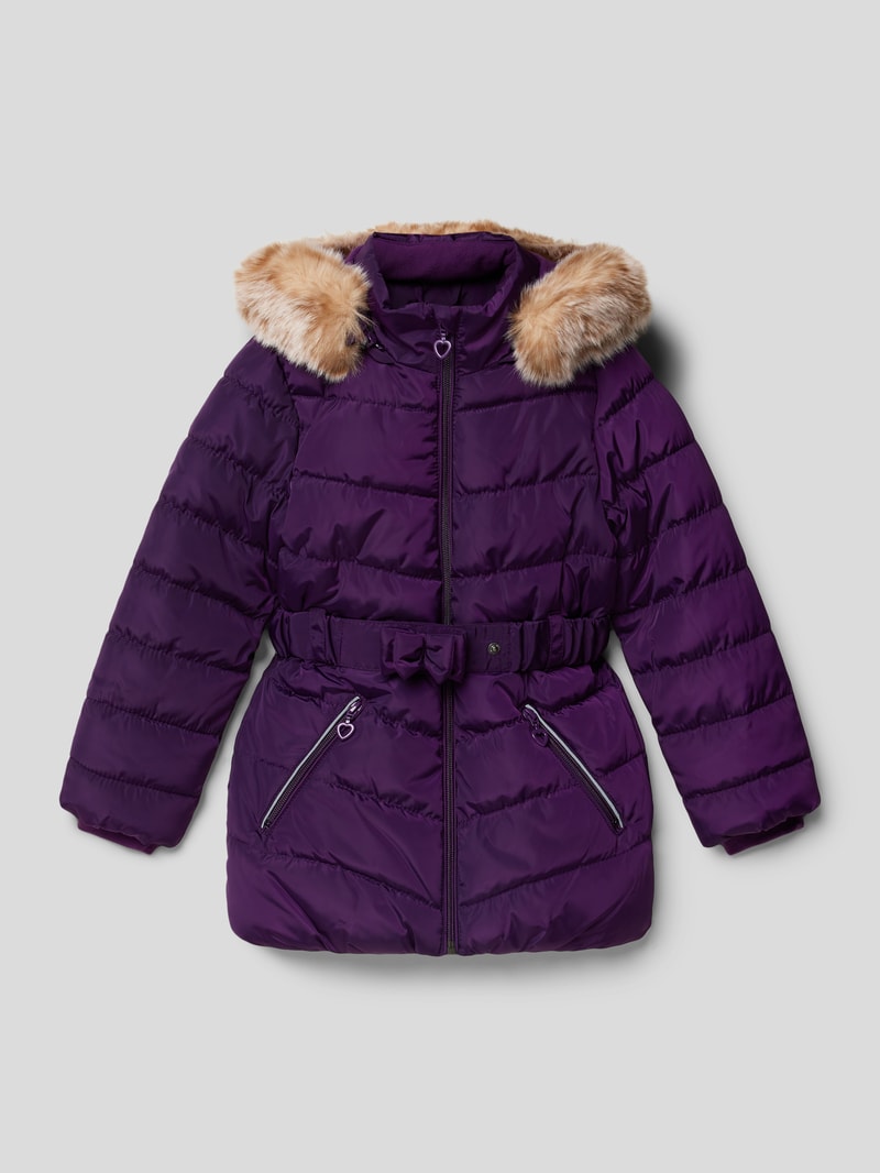 Steppjacke mit Taillengürtel in lila