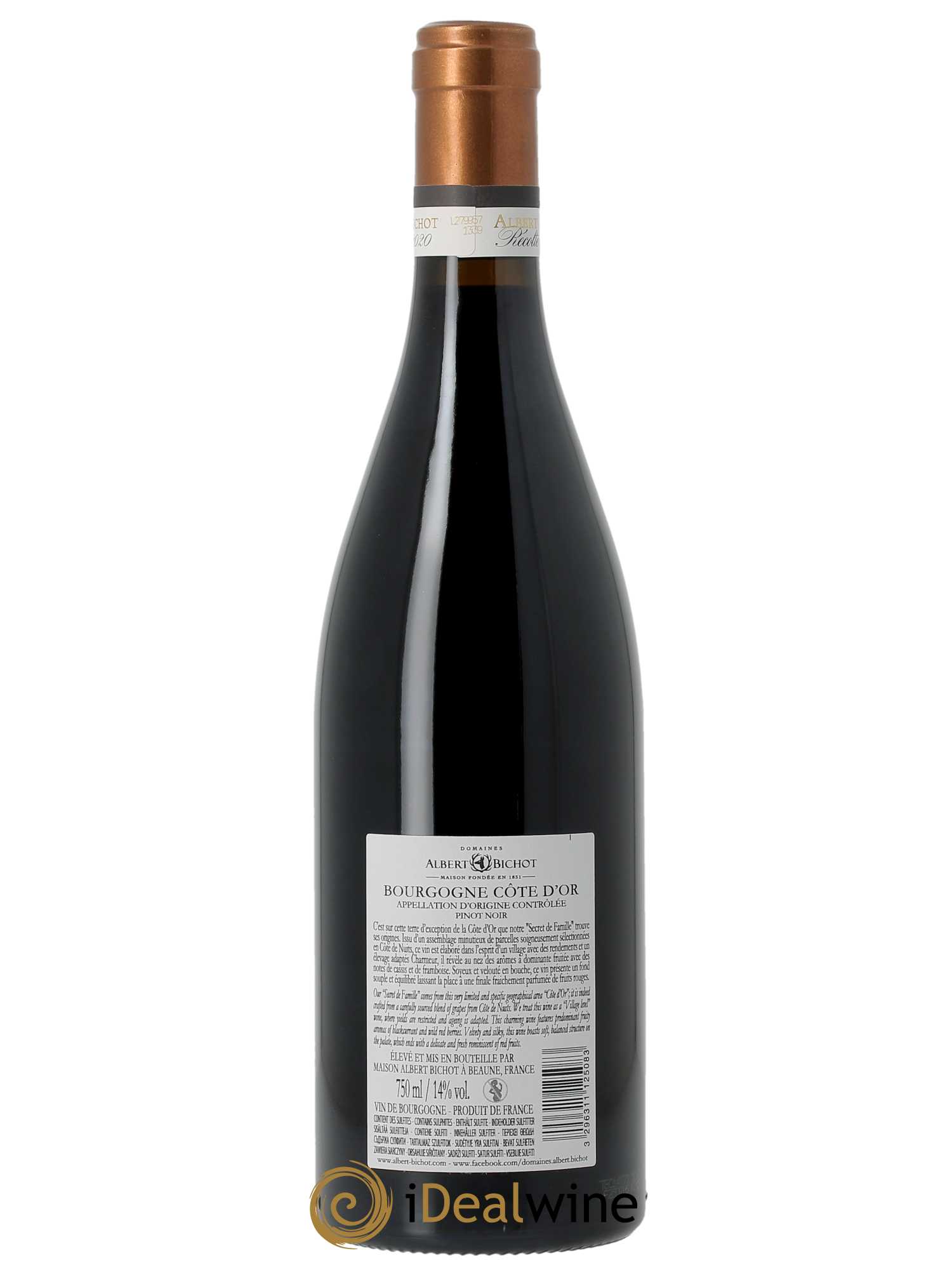Bourgogne Pinot Noir Secret de famille Albert Bichot  2020 - Lot de 1 Bouteille