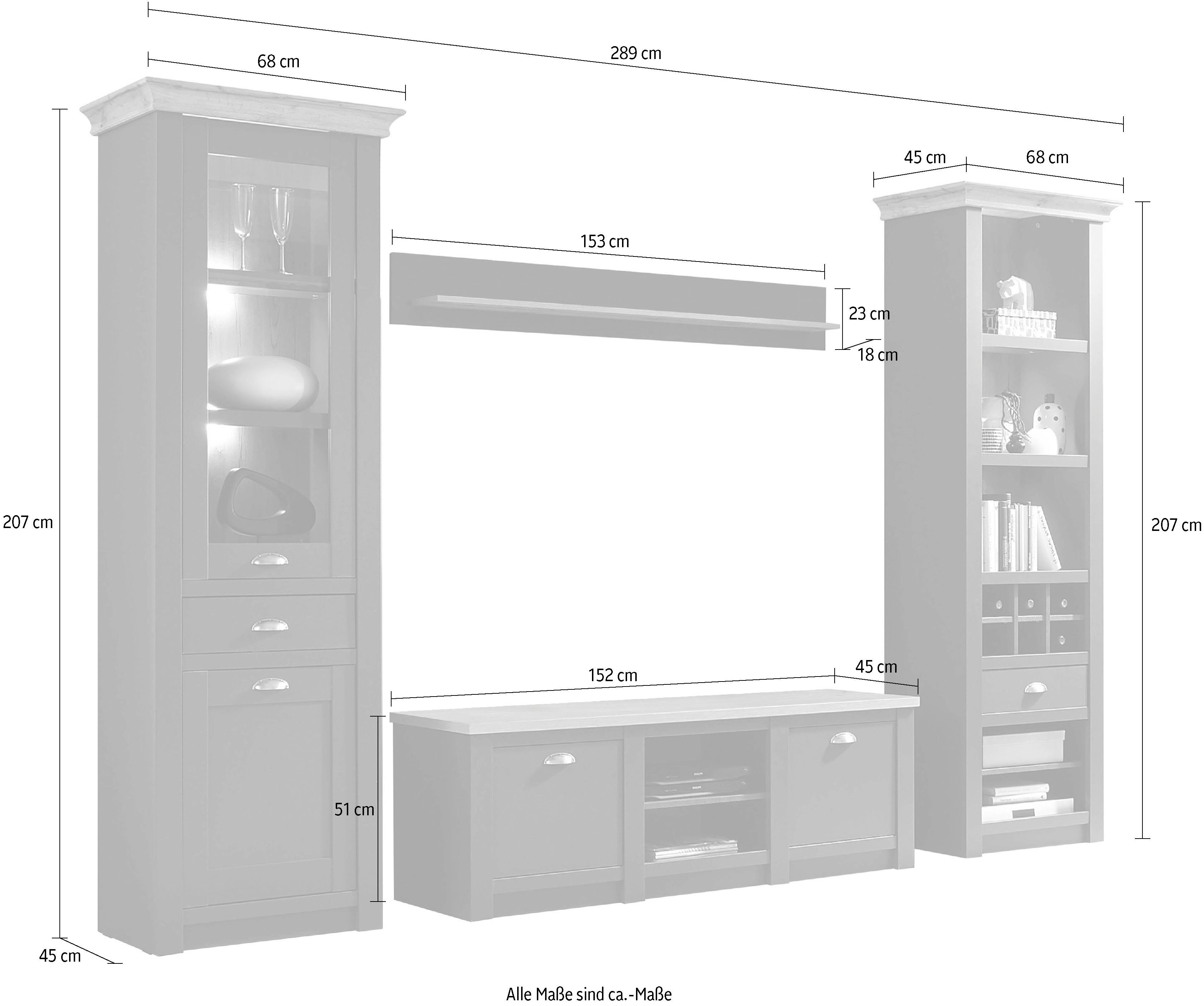 Home affaire Wohnwand Cambridge, (Set, 4-St), ohne Beleuchtung