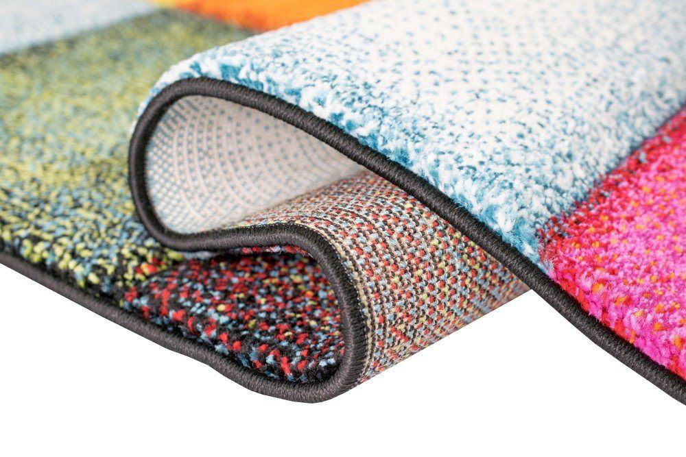 Teppich Teppich modern Teppich Wohnzimmer Karo bunt gelb rot blau grün, Carpetia, rechteckig, Höhe: 13 mm