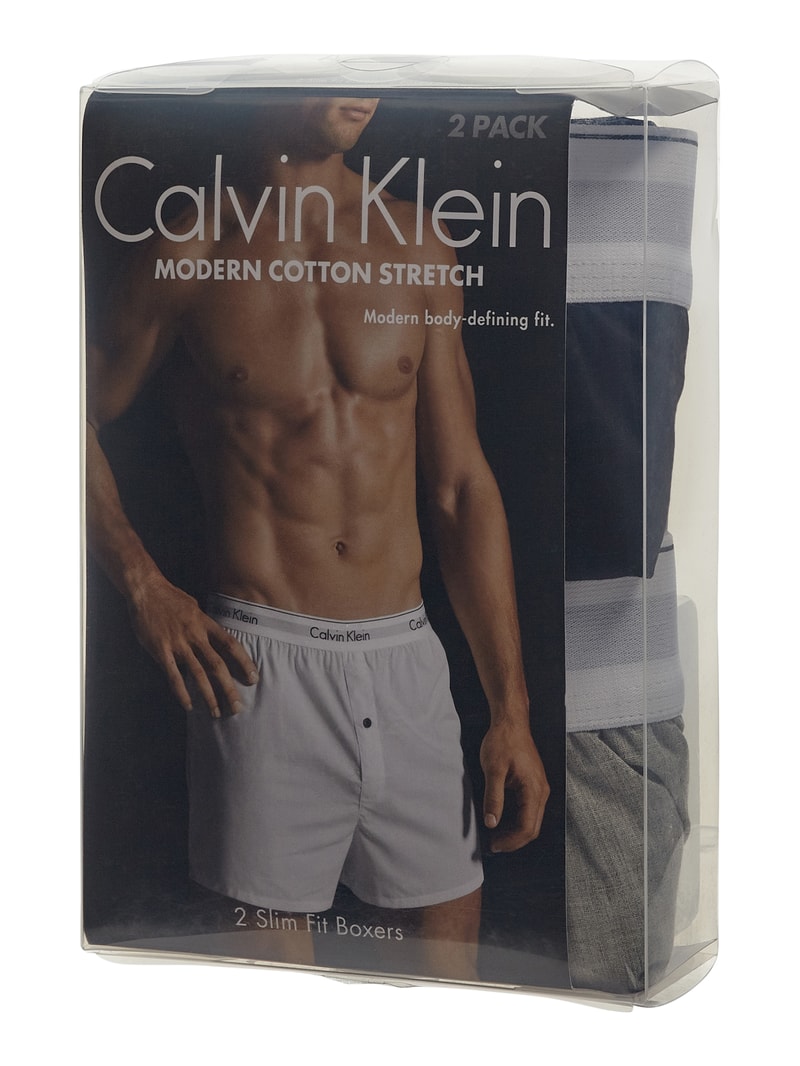 Slim Fit Boxershorts aus Baumwolle im 2er-Pack in schwarz