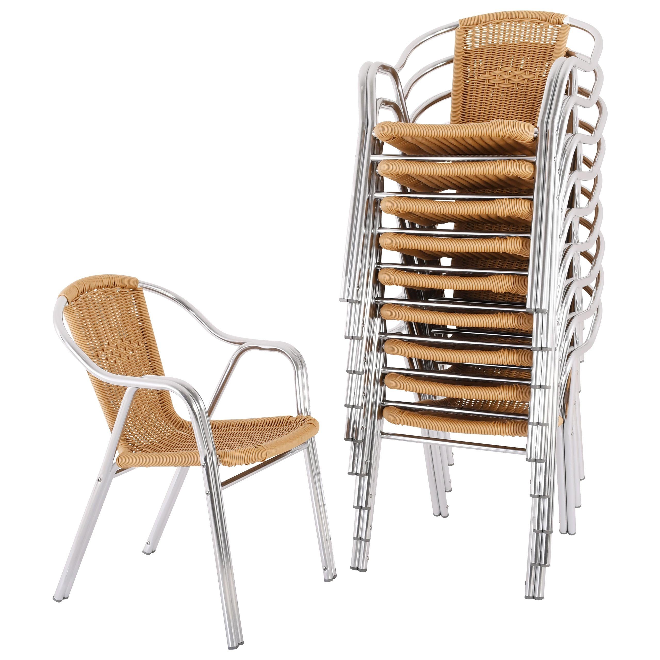 Raburg Bistrostuhl VITA in NATUR-BEIGE, Polyrattan, Alu in SILBER, verschiedene Sets (Set), hochwertiges Doppelrohr-Aluminium-Gestell, stapelbar, bis 150 kg