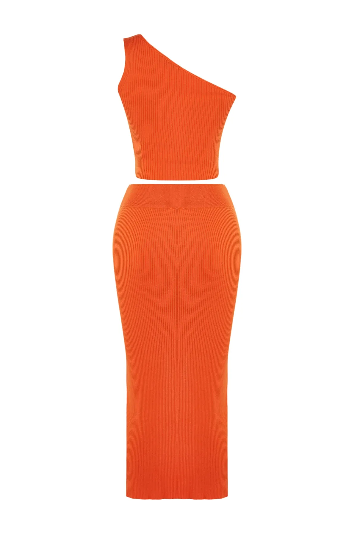 Trendyol Collection  Oranges Set aus kurzem Strickoberteil und -unterteil TWOSS23AU00050