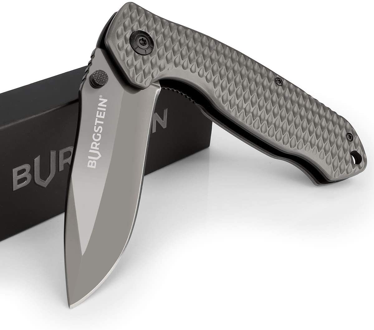 Burgstein Anzucht- und Kräutererde Outdoor Taschenmesser mit Gürteltasche - Klappmesser Carbon, Carbon Carbon