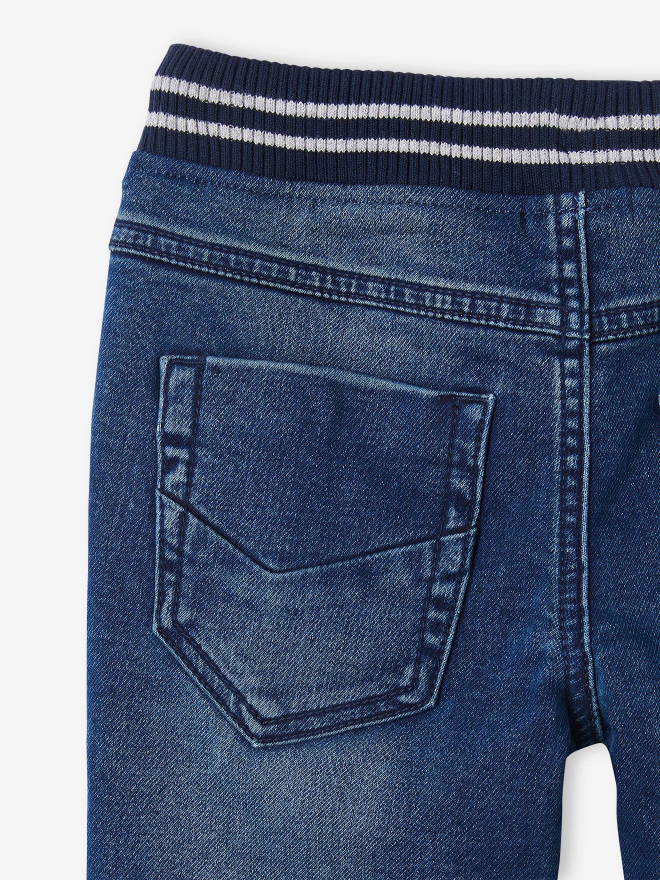 Jean droit en molleton effet denim facile à enfiler garçon double stone