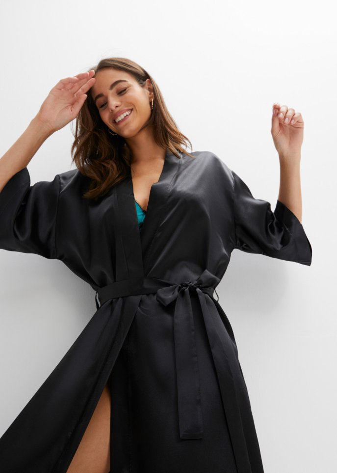 Langer Satin Kimono