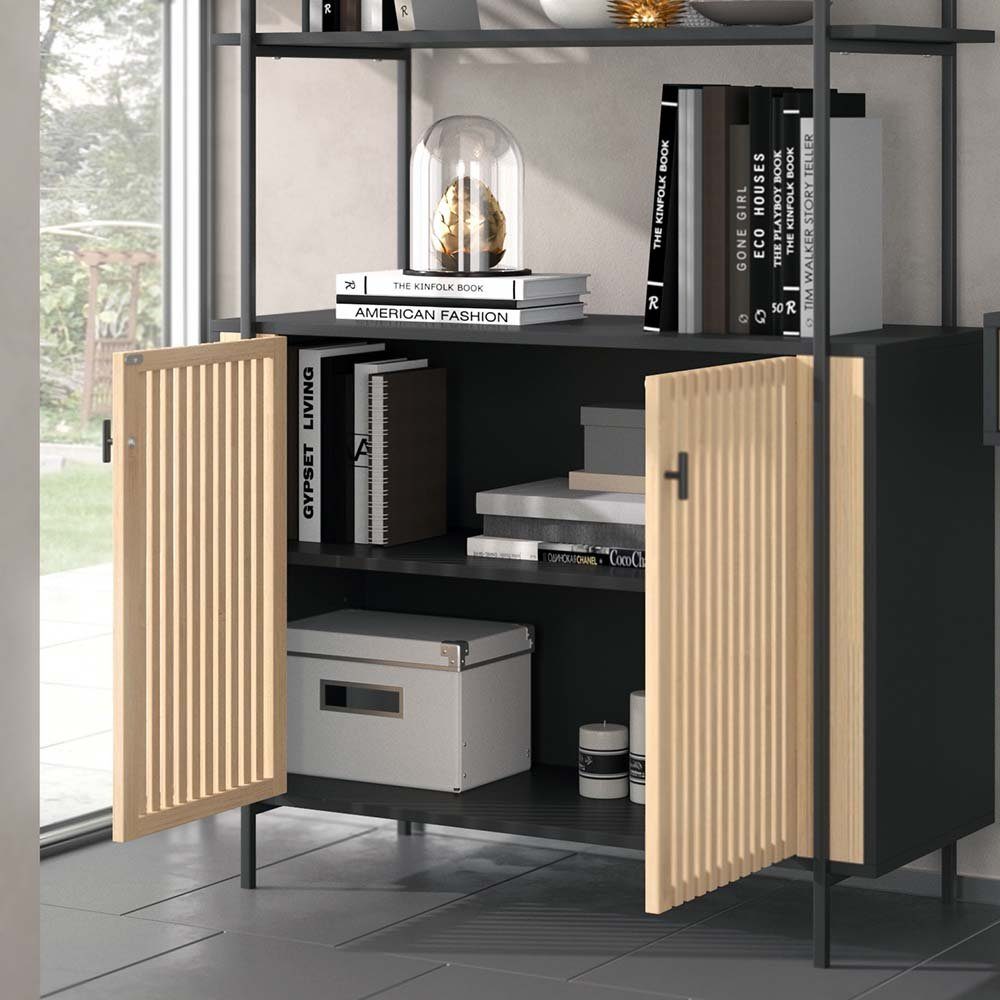 Vicco Bücherregal Standregal Bamboo breit Schwarz/Bamboo