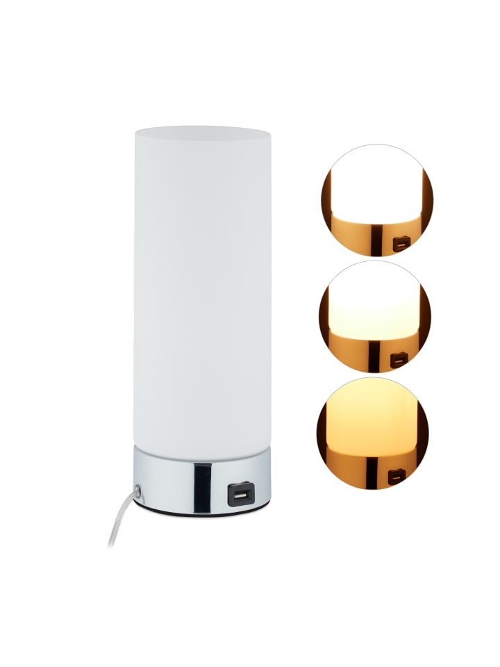 relaxdays Nachttischlampe dimmbar in Weiß - (H)29 x Ø 11 cm günstig kaufen onesize