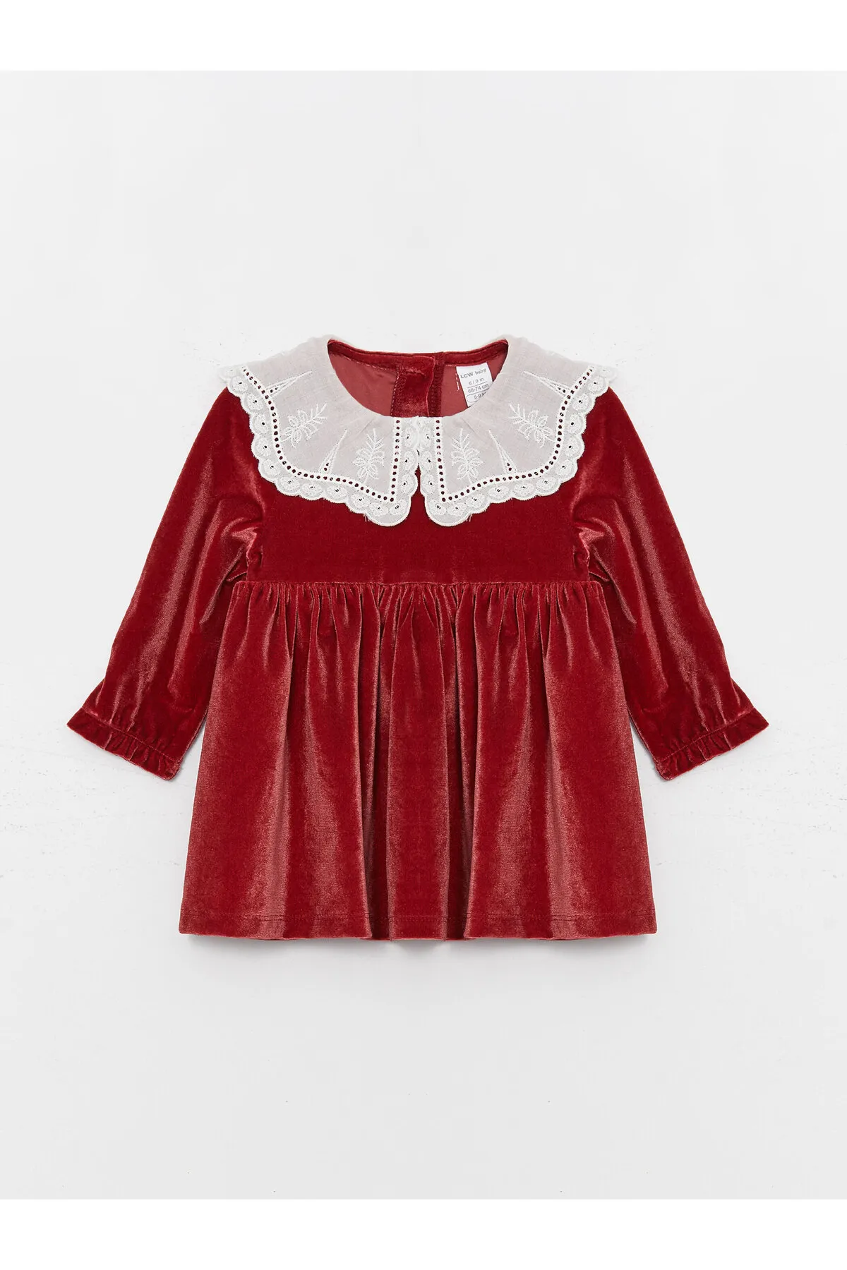 LC Waikiki  Baby-Mädchenkleid aus Samt mit Bebe-Kragen und langen Ärmeln