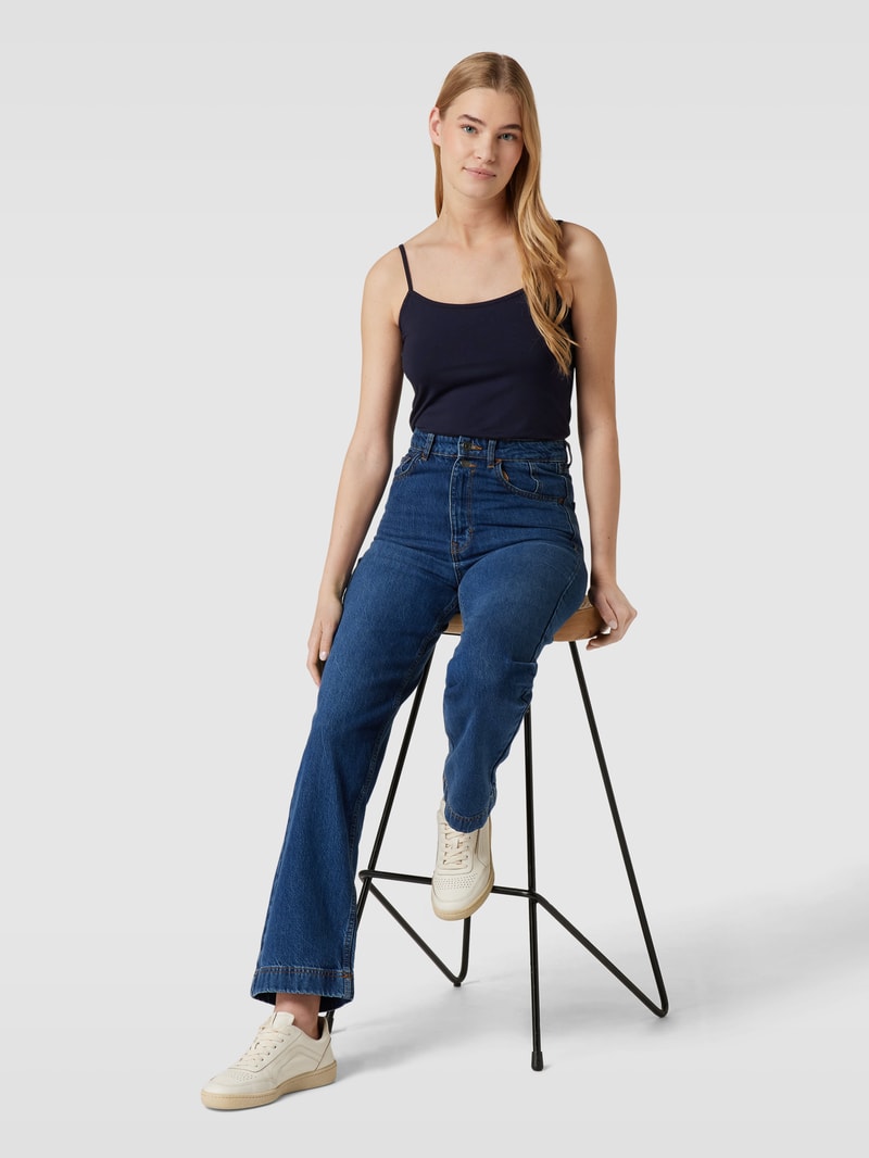 Top mit Square-Neck-Ausschnitt in dunkelblau