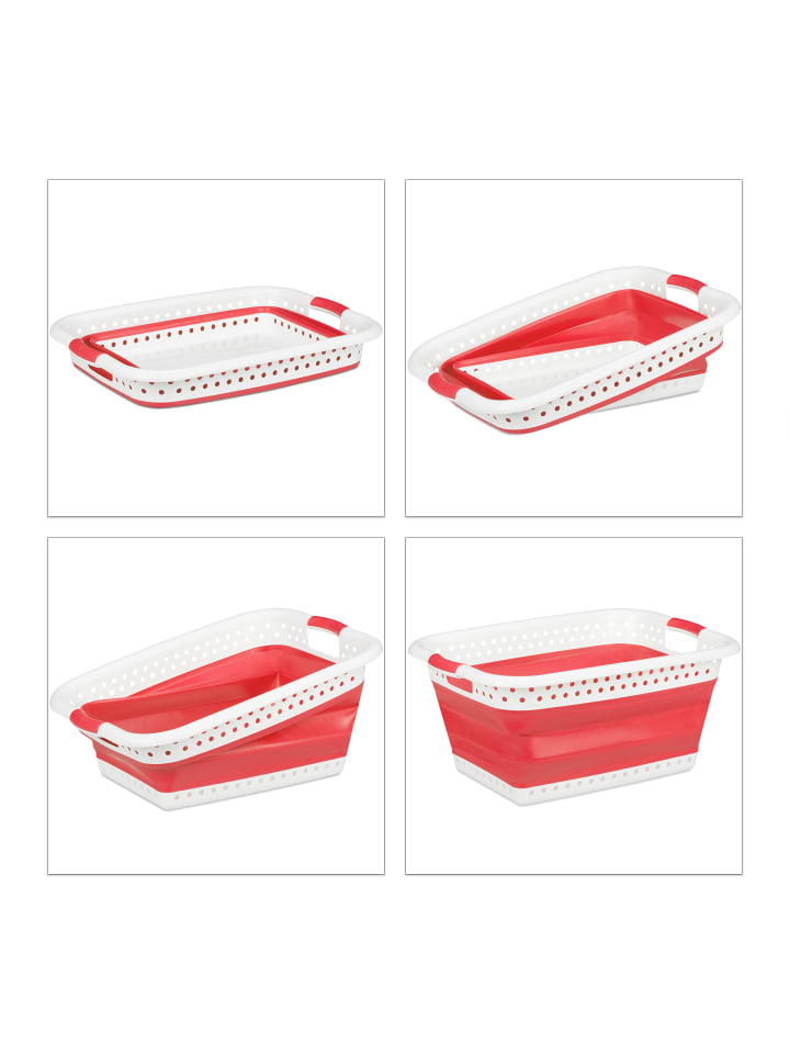 relaxdays Wäschekorb in Rot - (B)61 x (H)27 x (T)45,5 cm günstig kaufen onesize