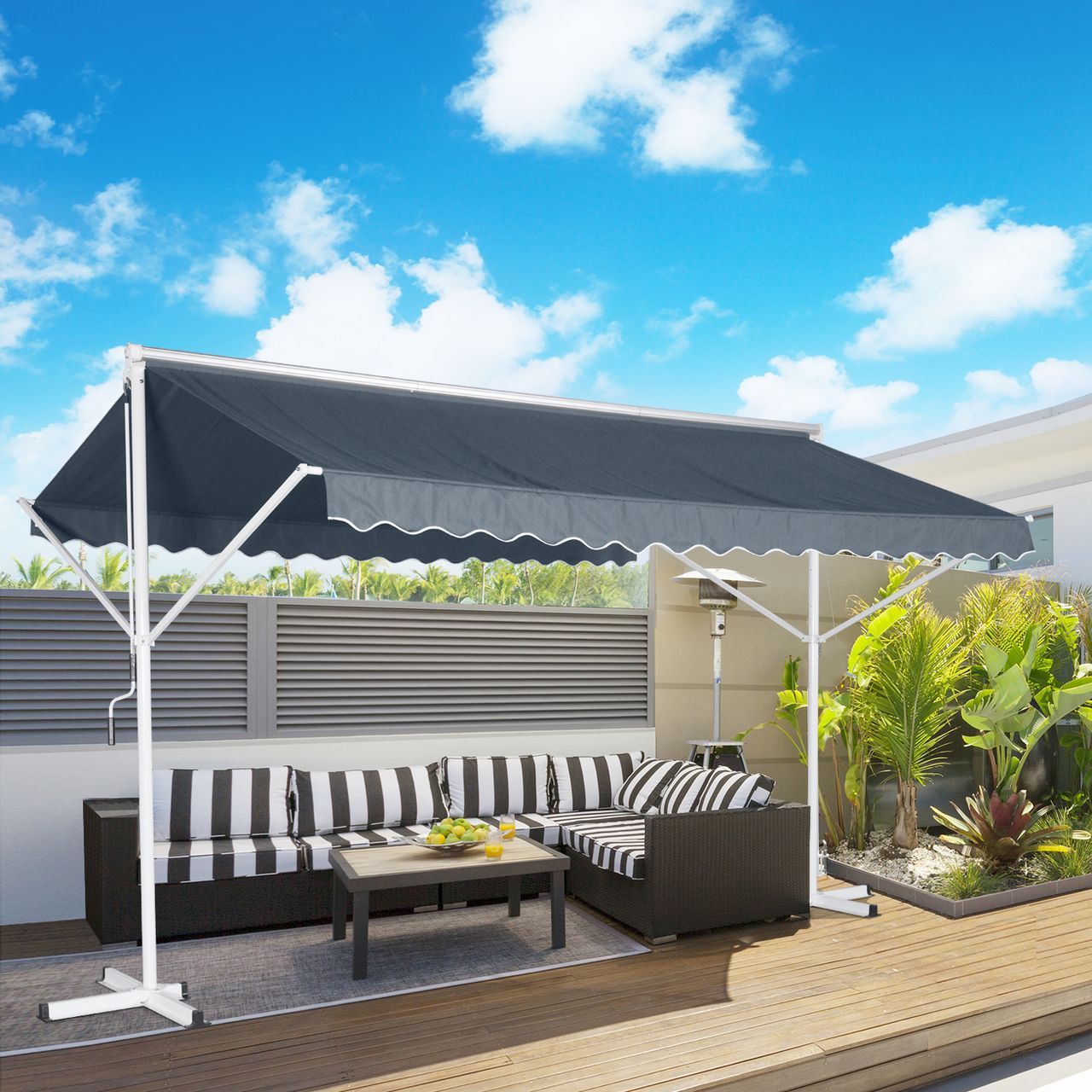 Outsunny Standmarkise, Grau 4,5x3,42m