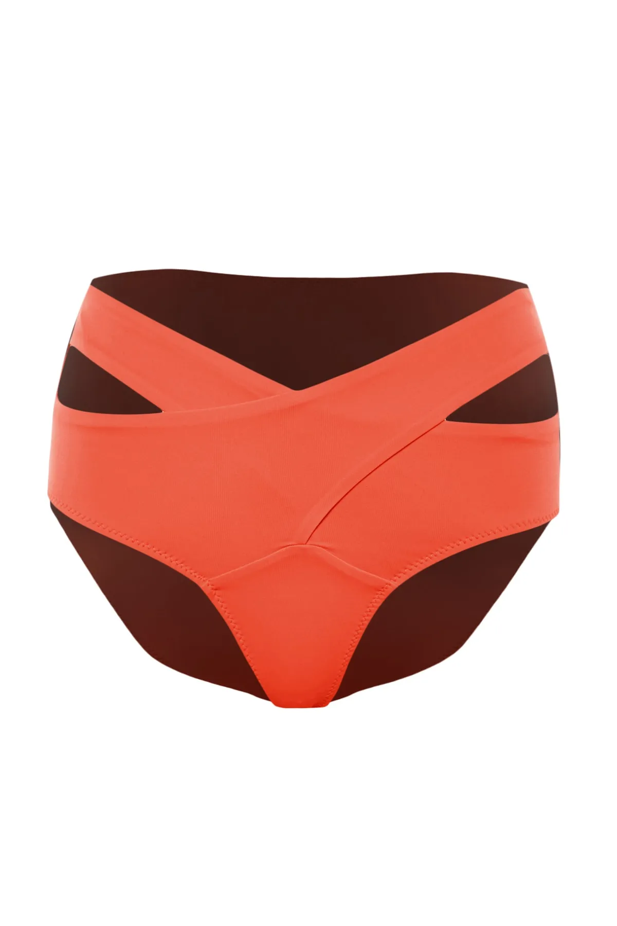 Trendyol Collection  Rotes, reguläres Bikiniunterteil mit Ausschnitt/Fenster und hoher Taille TBESS20BA0184
