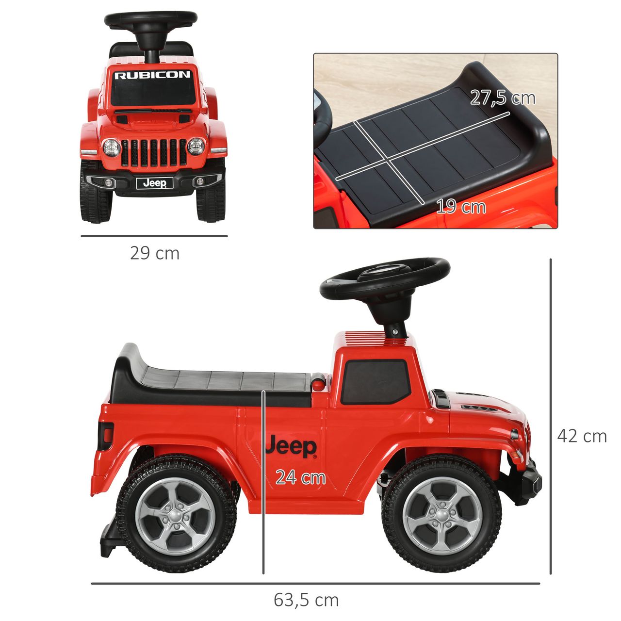 AIYAPLAY Rutschauto, Rutscherfahrzeug, Kinderauto mit Hupe, Kinderfahrzeug, Rot