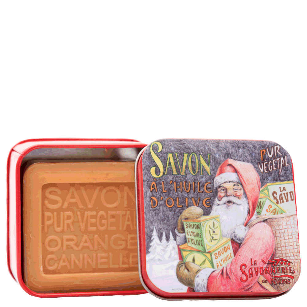 La savonnerie de nyons Savon 100g Orange-Cannelle et Boîte Métal Père Noël Savon