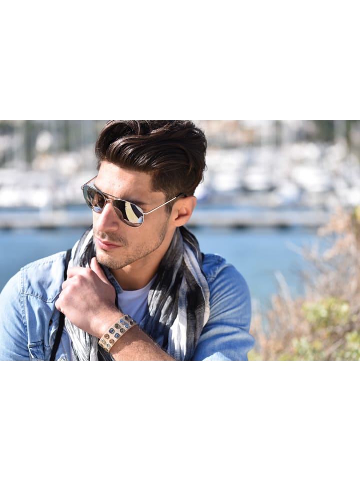 styleBREAKER Piloten Sonnenbrille in Silber / Blau verspiegelt günstig kaufen onesize