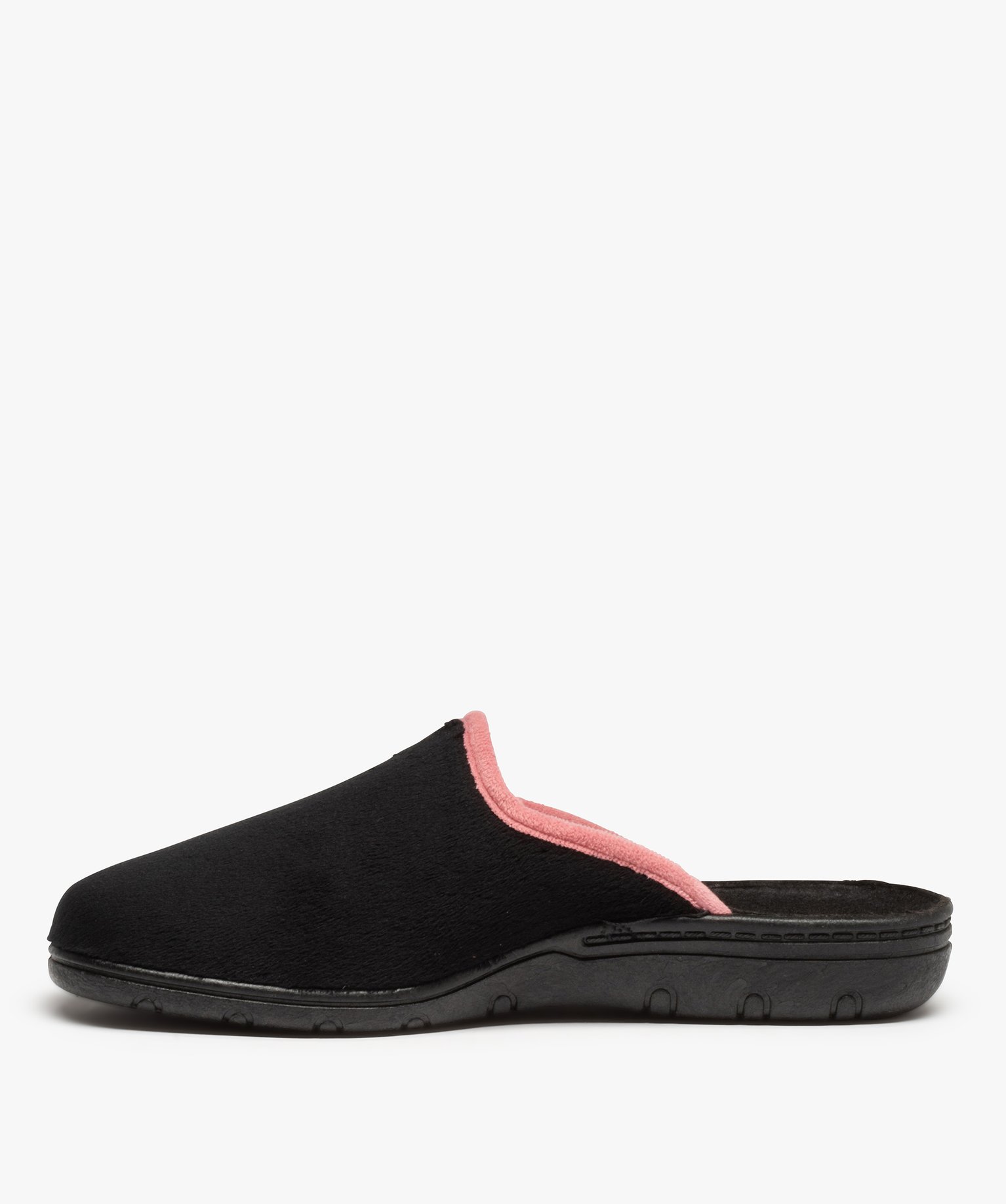 Chaussons femme confort mules en velours ras uni noir | GEMO