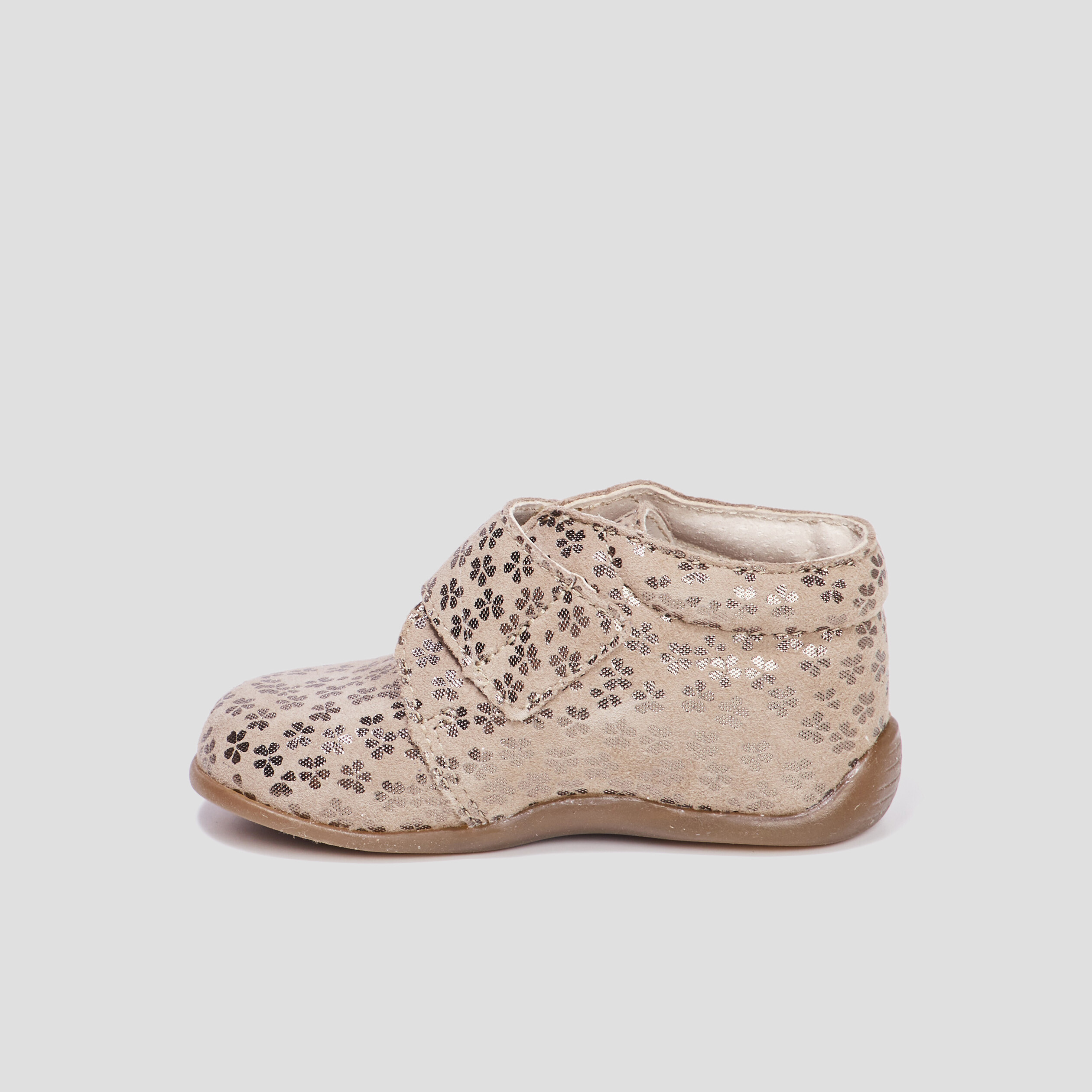 Bottillons à scratchs en cuir marron bébé fille | La Halle