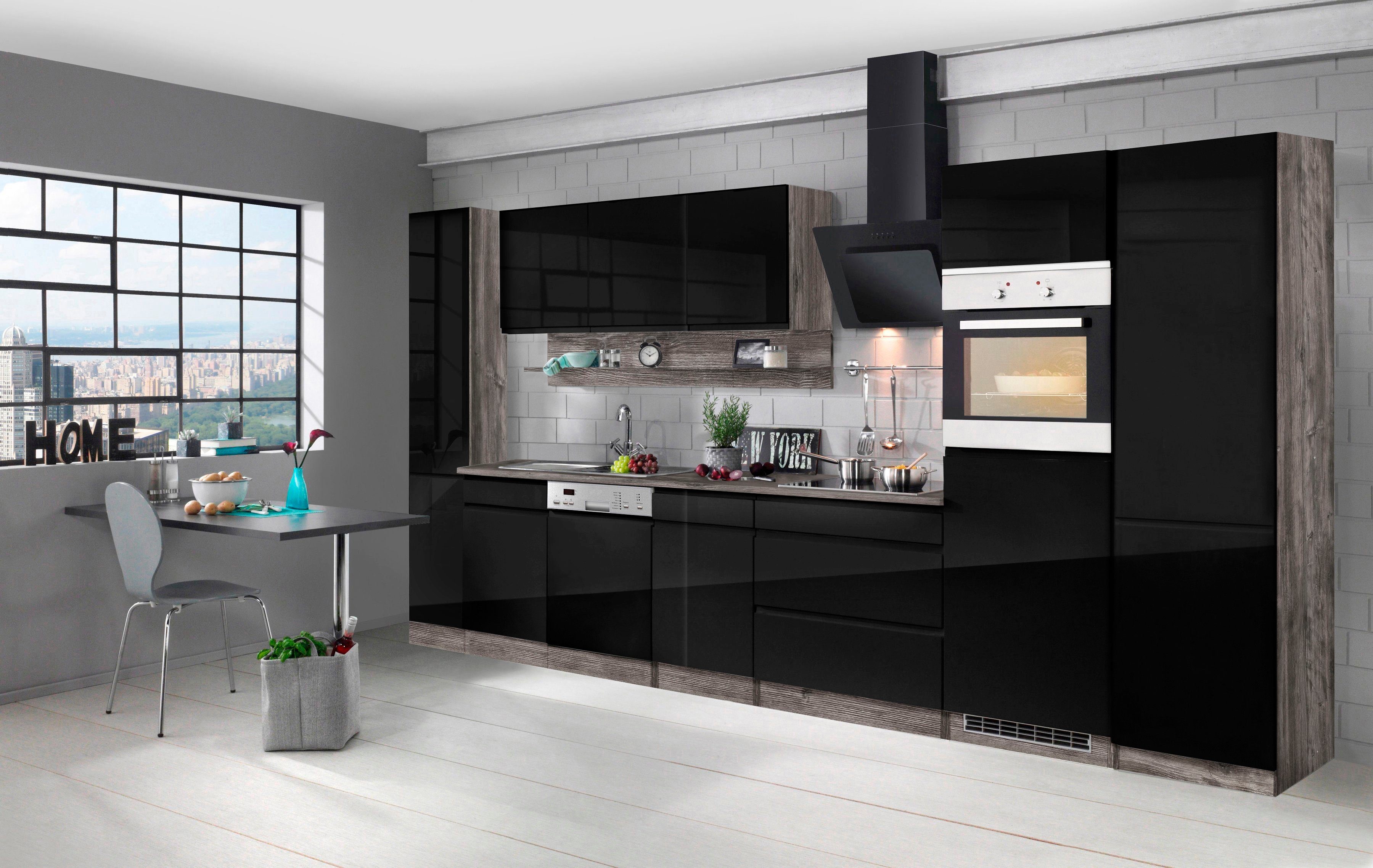 HELD MÖBEL Küche Virginia, Breite 390 cm, mit Glaskeramik-oder Induktionskochfeld