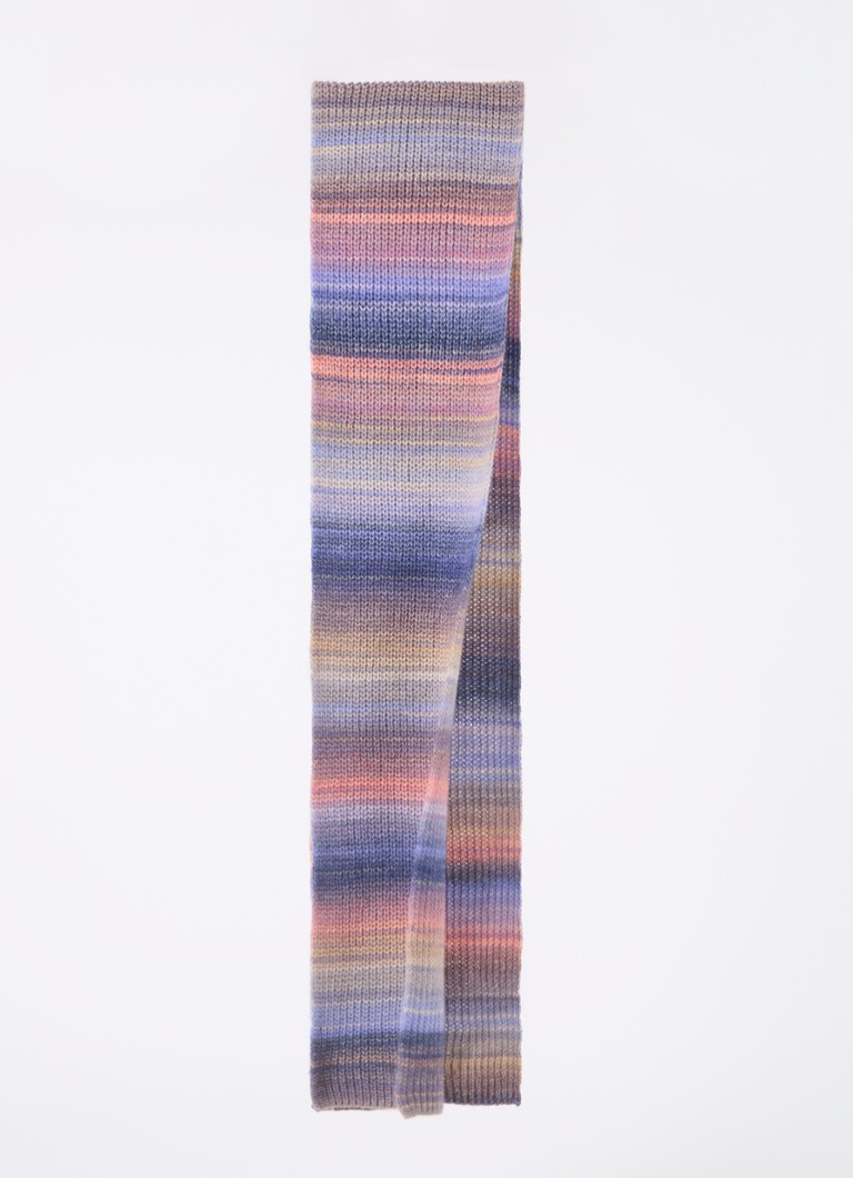 Eșarfă Benetton cu nervuri, amestec de lână cu dungi, 200 x 25 cm.