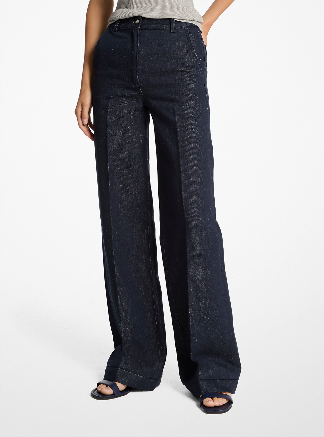 Linen Denim Wide-Leg Jeans - INDIGO
