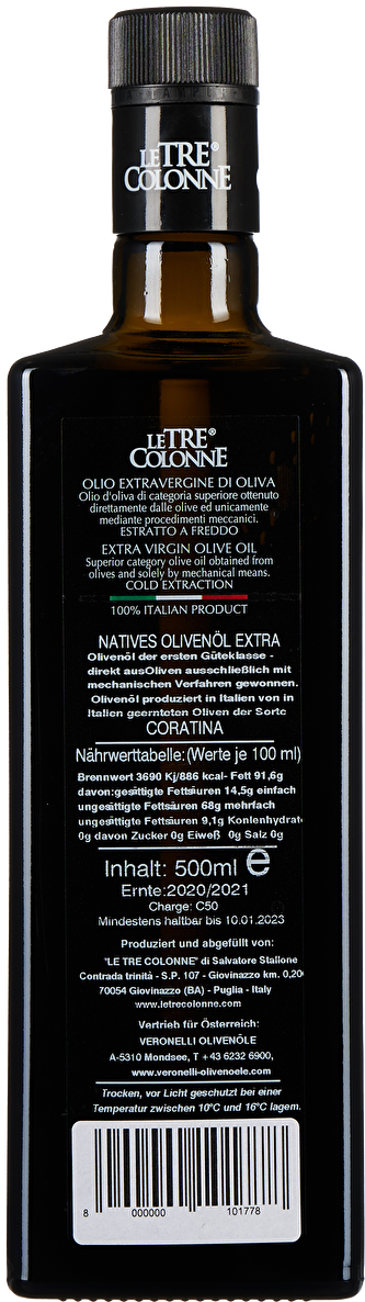 Le Tre Colonne Le Selezioni Coratina Olio Extra Vergine di Oliva 0,5 Liter