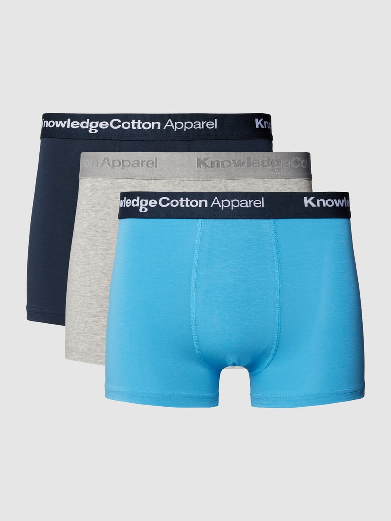 Trunks mit elastischem Label-Bund im 3er-Pack in aqua blau