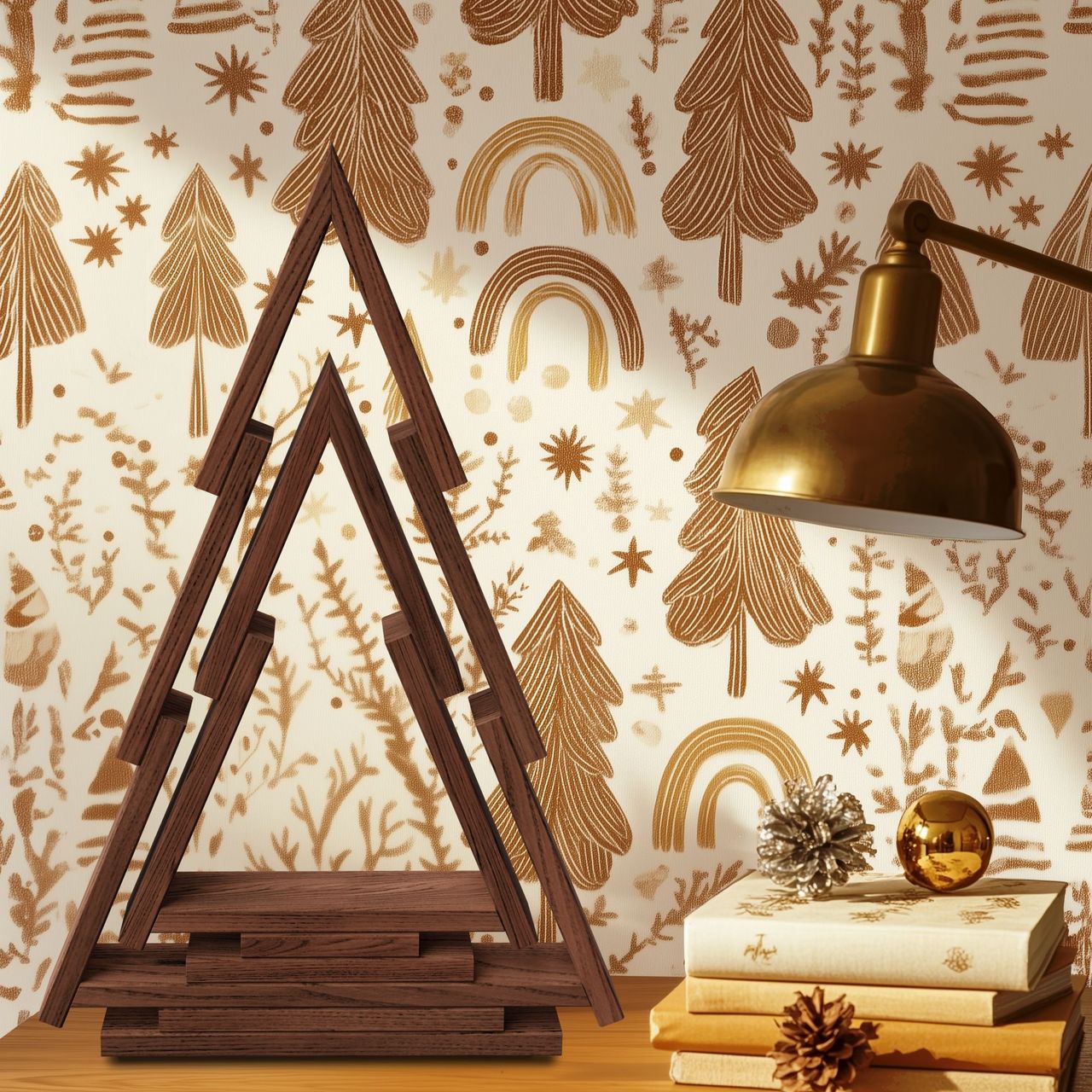 Pemicont Floranica Tannenbaum 2er-Set aus Kiefernholz Holztannenbäume - Braun