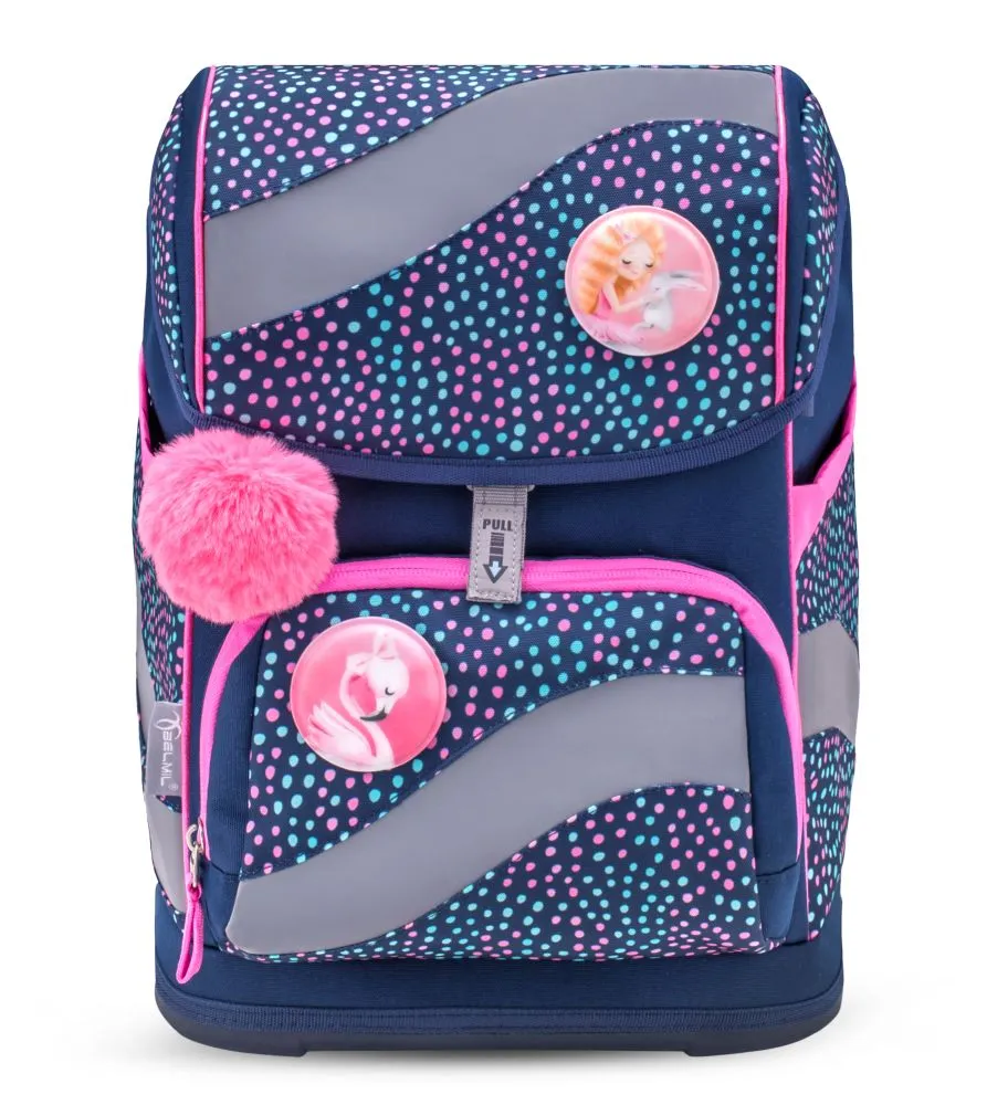 Belmil Smarty Schulranzen Set 5-teilig mit 6 Patches - Amazing Polka Dot 2