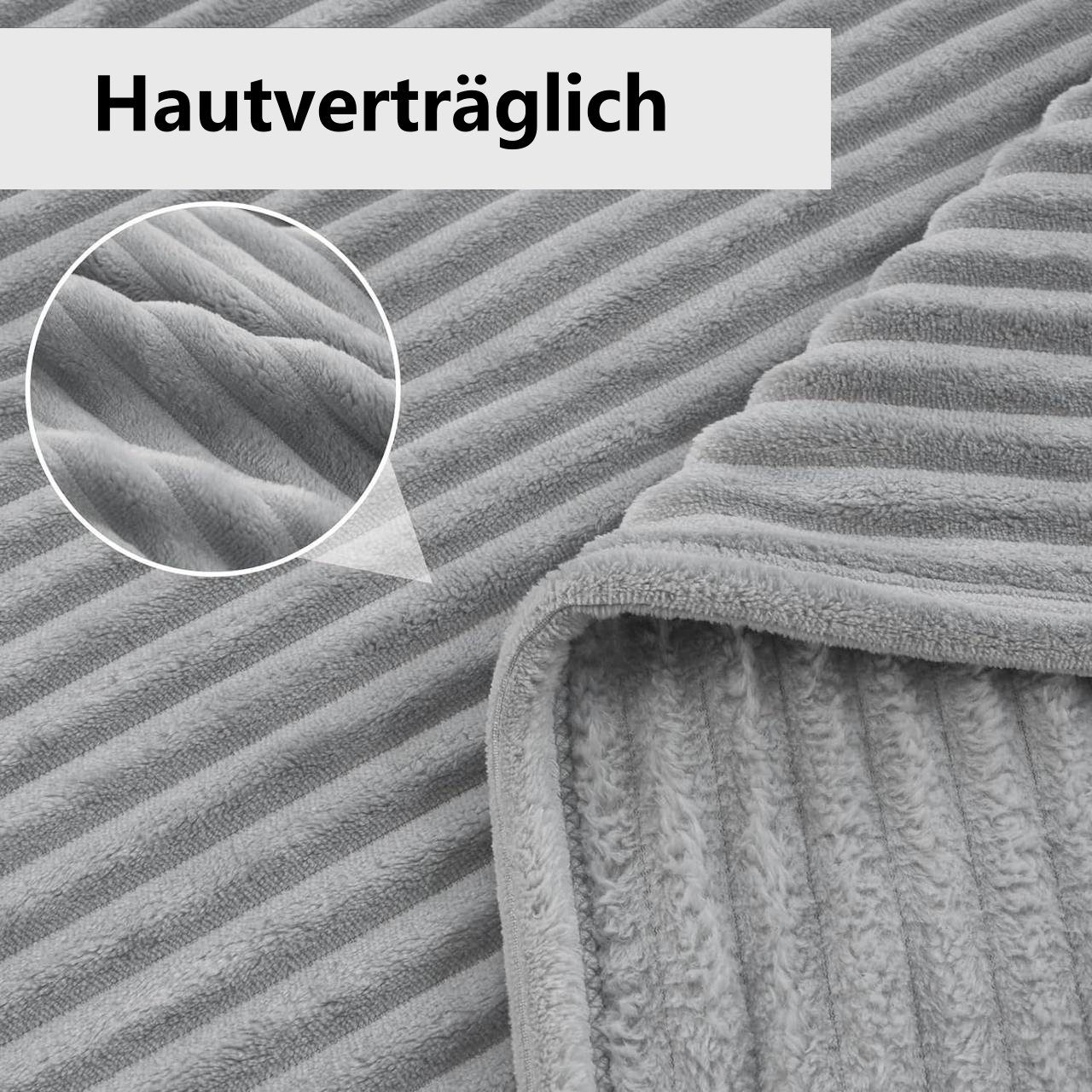 Wohndecke, Woltu, Kuscheldecke Flanell mit Streifenmuster