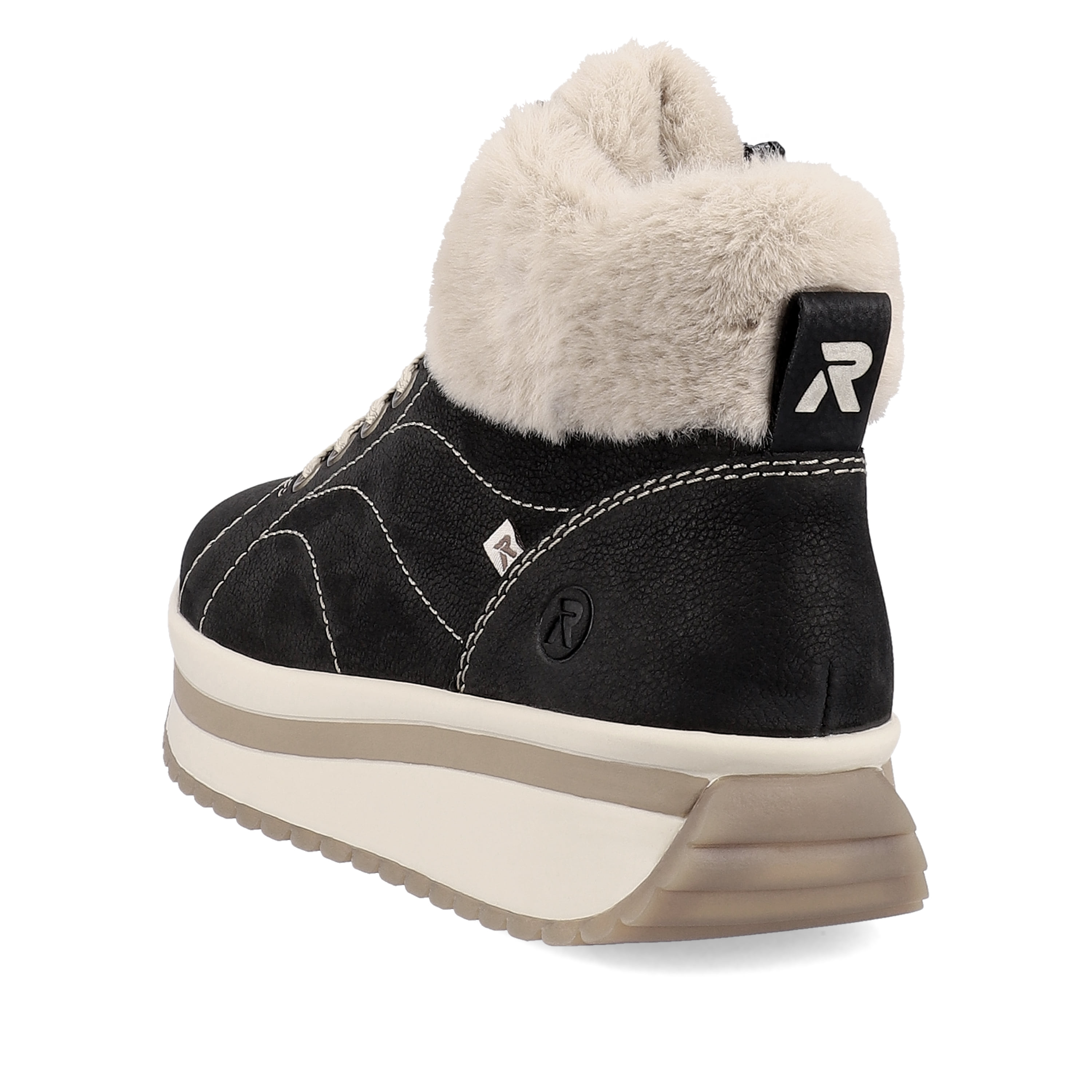 Rieker Damen Sneaker High night-black creme-beige
