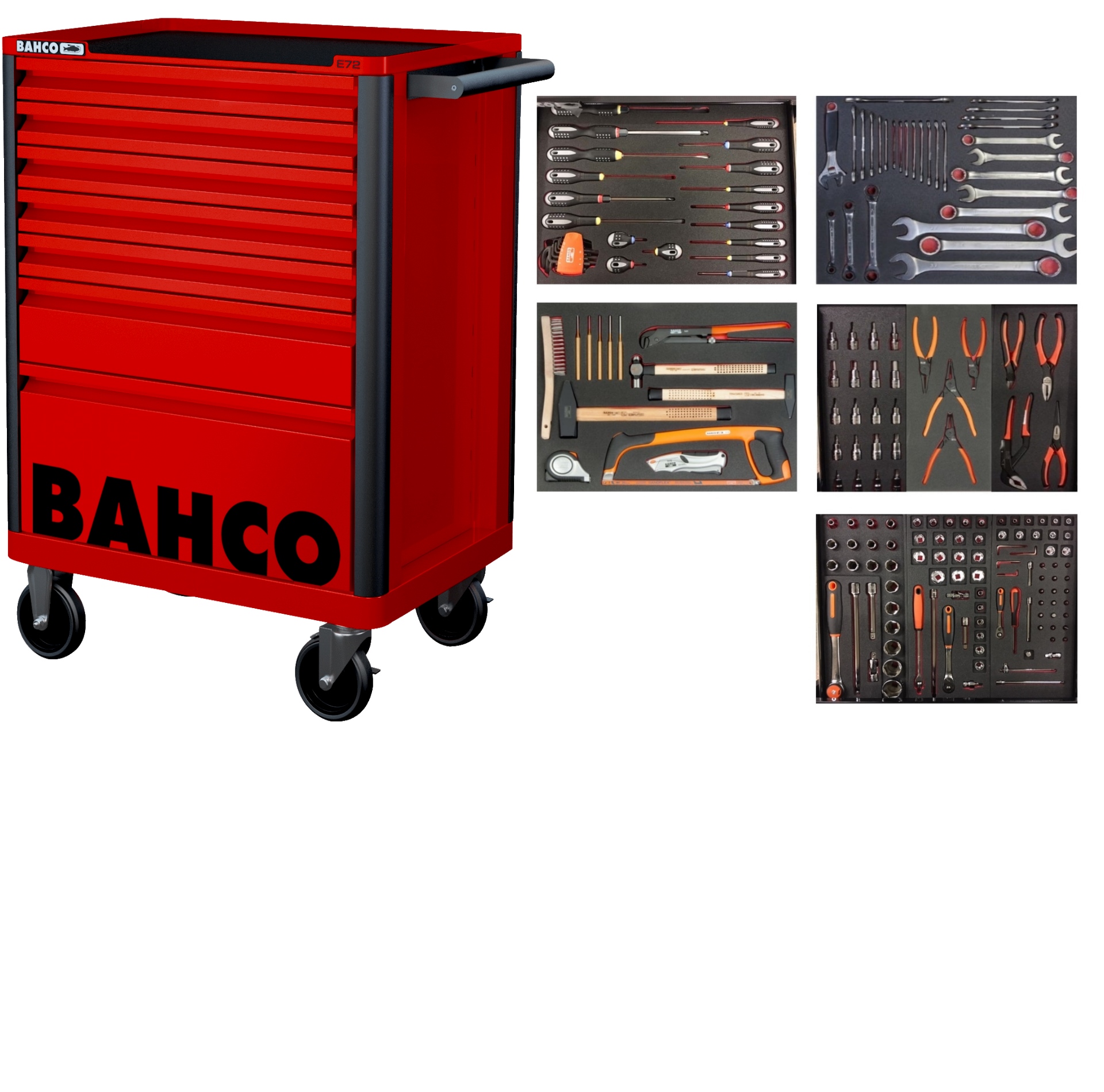 Bahco 1472K7RED-FULL5 Vozík na náradie červený 193-dielny