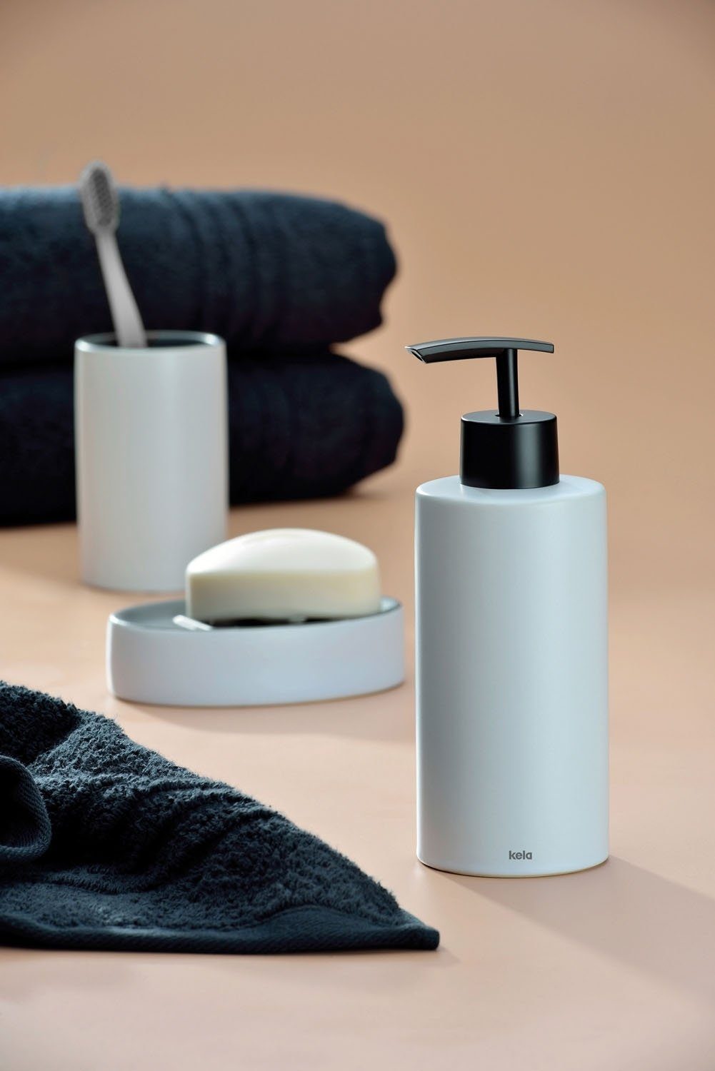 kela Auflaufform Seifenspender MATSI, Grau, Ø 7 cm, Kunststoff
