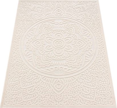Teppich Cotton 232, Paco Home, rechteckig, Höhe: 10 mm, Uni Farben, Hoch-Tief Effekt, boho, In- und Outdoor geeignet