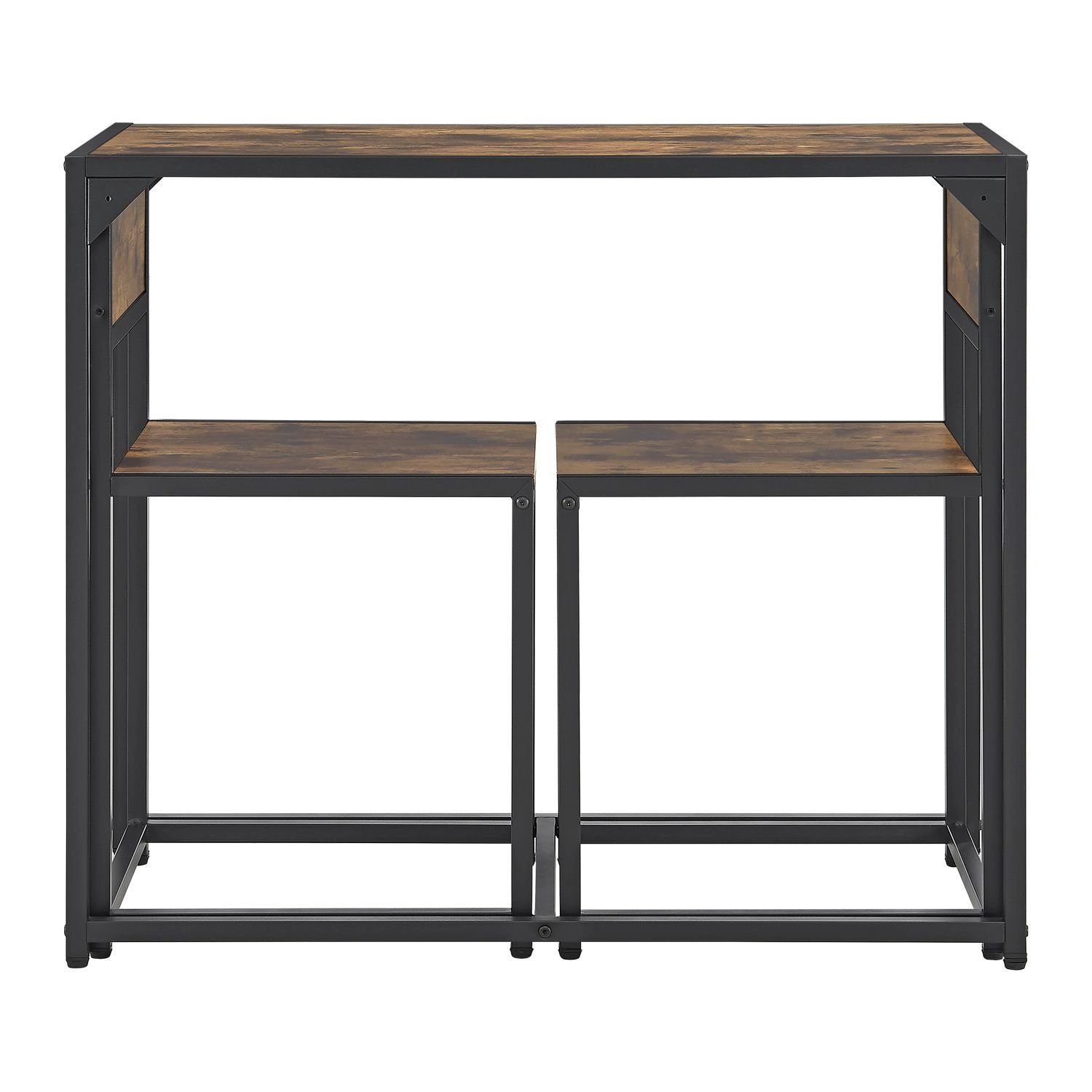 Juskys Küchentisch, 3-teilig, klein, platzsparend, für 2 Personen, Industrial Design