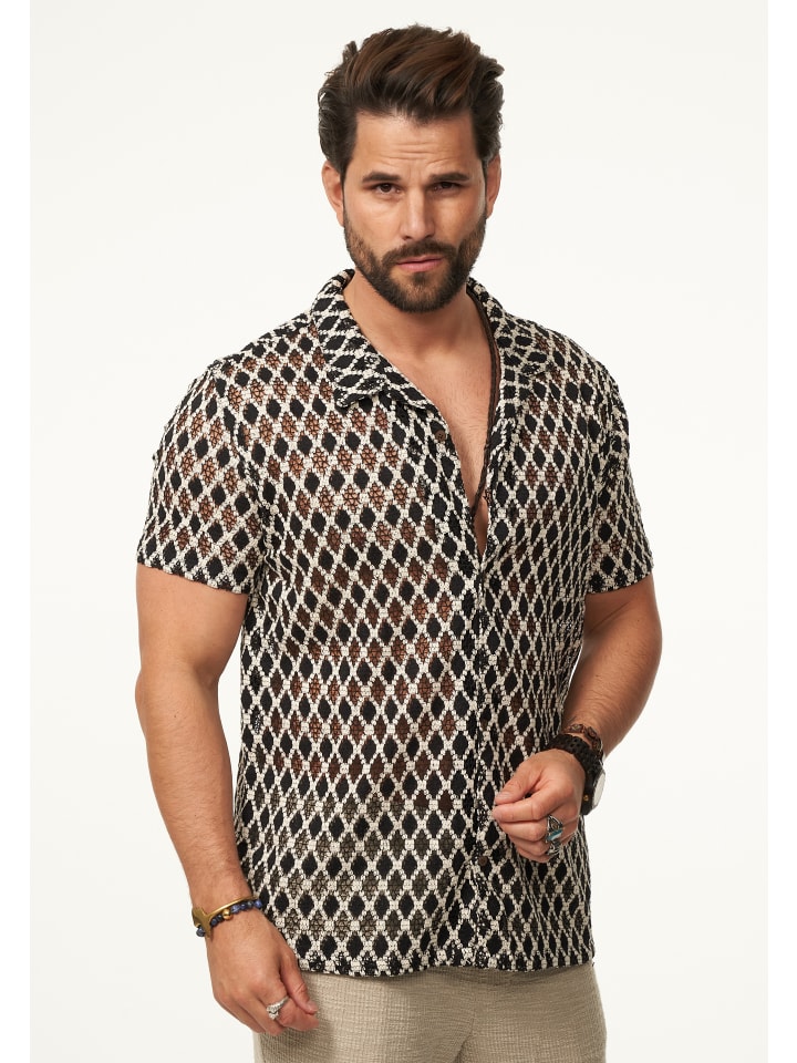 SOULSTAR Kurzarmhemd - im Vintage Summer-Look Kurzarm Strick Polo-Hemd T-Shirt in Black günstig kaufen
