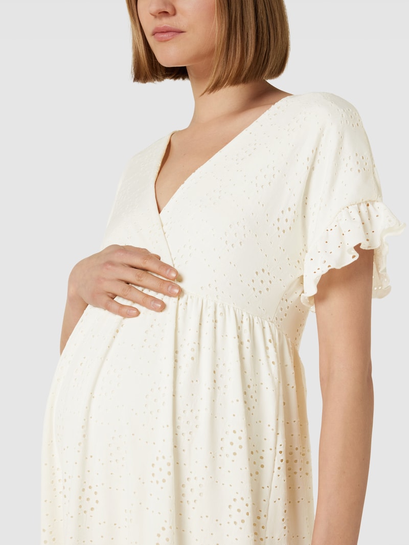 Umstands-Kleid mit Lochstickerei Modell 'Dinne Tess' in weiß