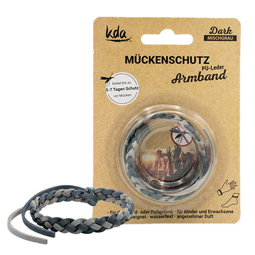 MÜCKENSCHUTZ Armband PU-Leder mischgrau KDA  1 St