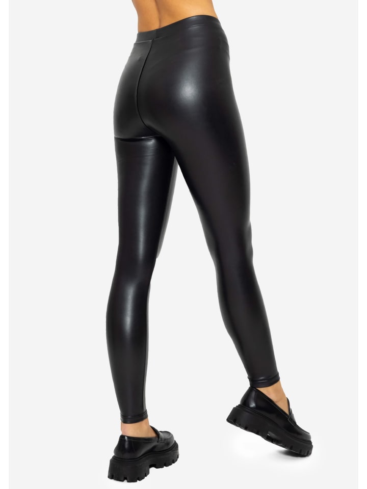 SASSYCLASSY Thermo Leggings in Lederoptik in Schwarz günstig kaufen