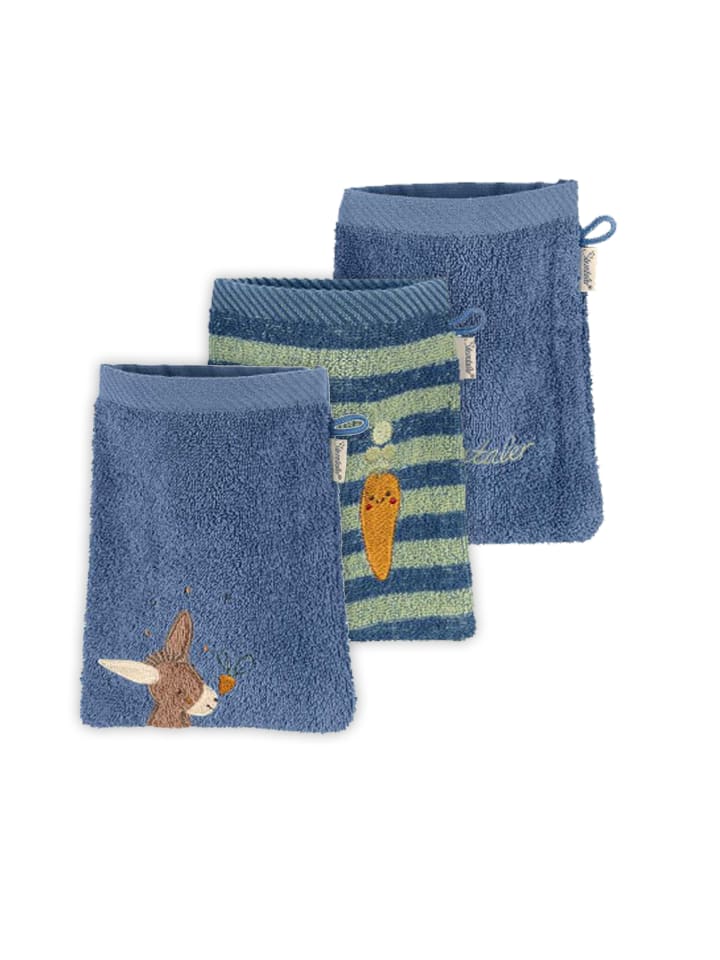 Sterntaler Waschhandschuhe 3er-Pack ESEL Emmilius in mittelblau günstig kaufen onesize