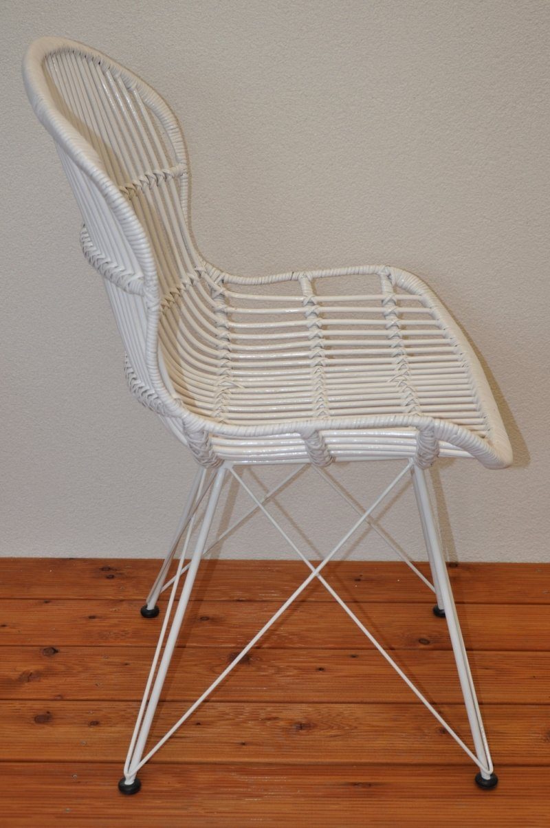 Rattani Rattanstuhl Rattanstuhl, Rattansessel Lagoa Fb. weiß lackiert, Rattan + Metall