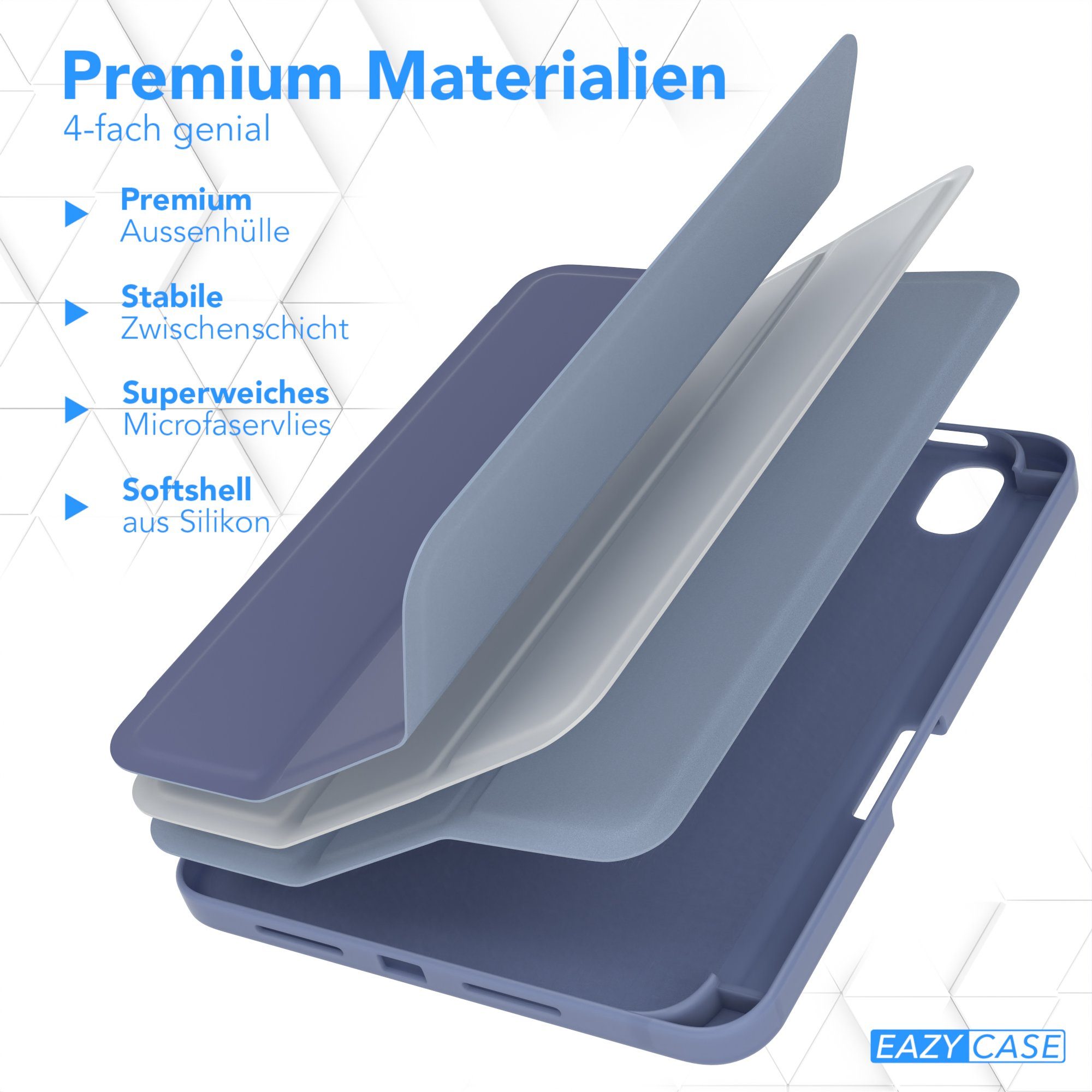 EAZY CASE Tablet-Hülle Penholder Smartcase für iPad Mini 6. Gen. (2021) 8,3 Zoll, Tablettasche klappbares Etui mit Penholder Stifthalterung Eis Blau