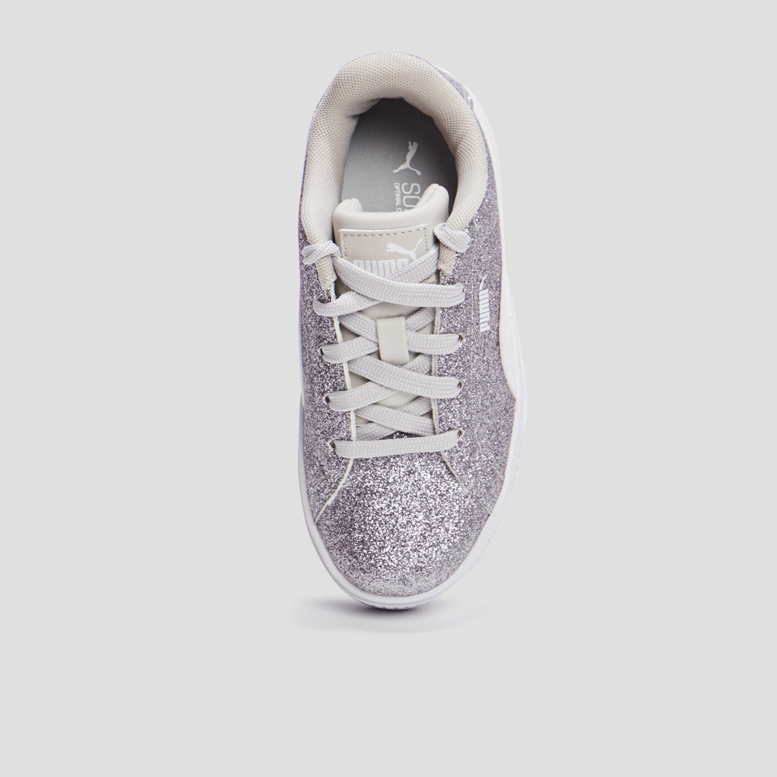 Tennis à lacets pailletées Puma Karme,n gris argent fille | La Halle
