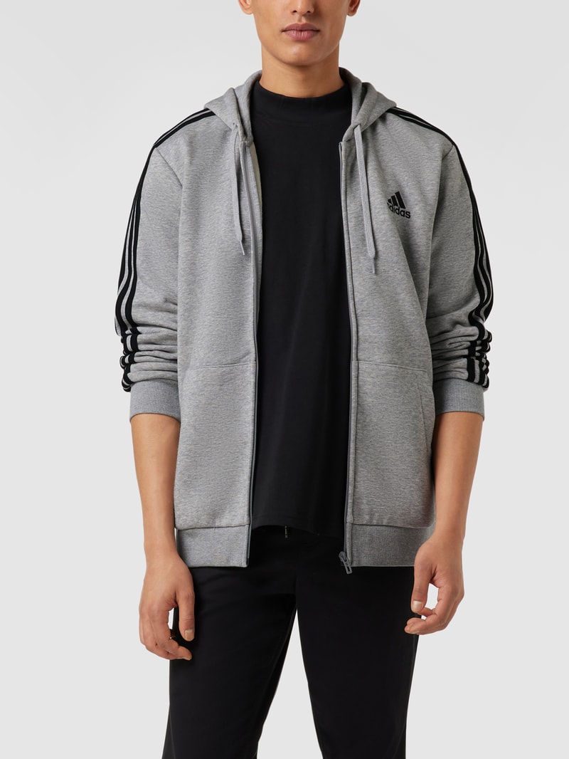 Sweatjacke mit Logo-Stitching in mittelgrau