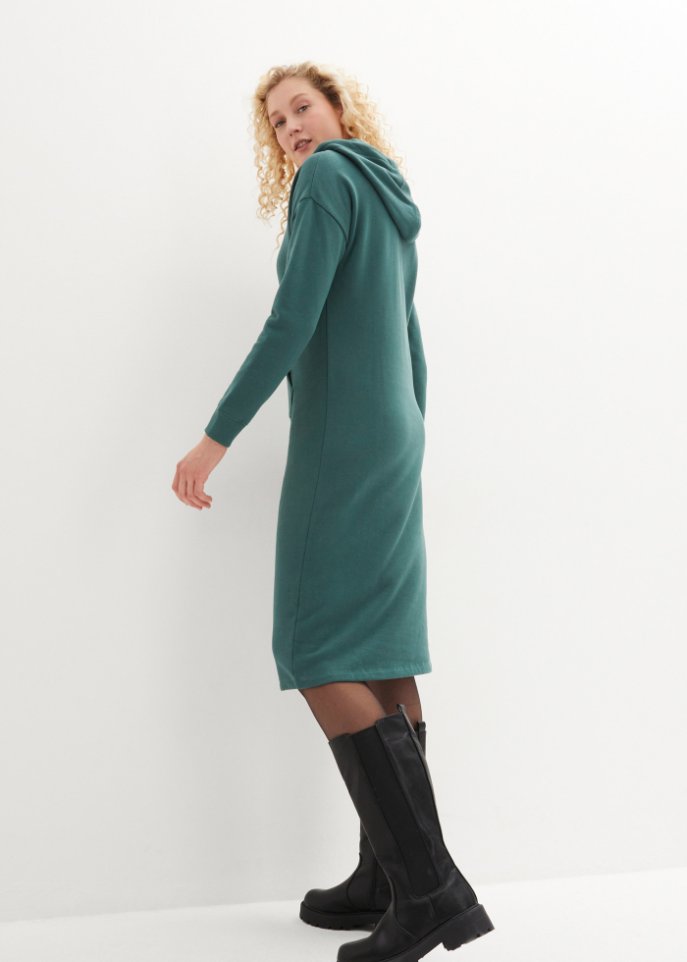 Sweatkleid mit Kängurutasche und Biobaumwolle