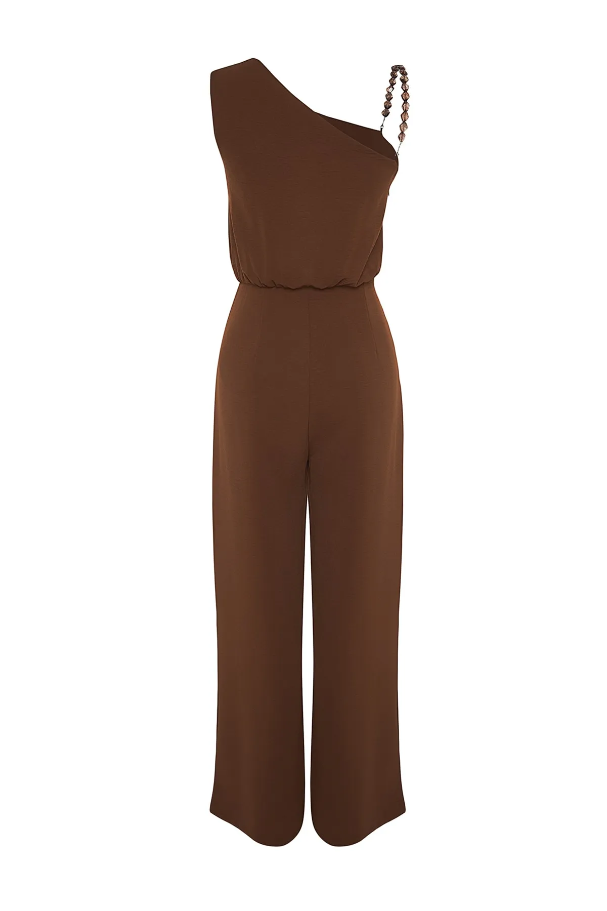 Trendyol Collection  Brauner One-Shoulder-Weboverall TWOSS23TU00190
