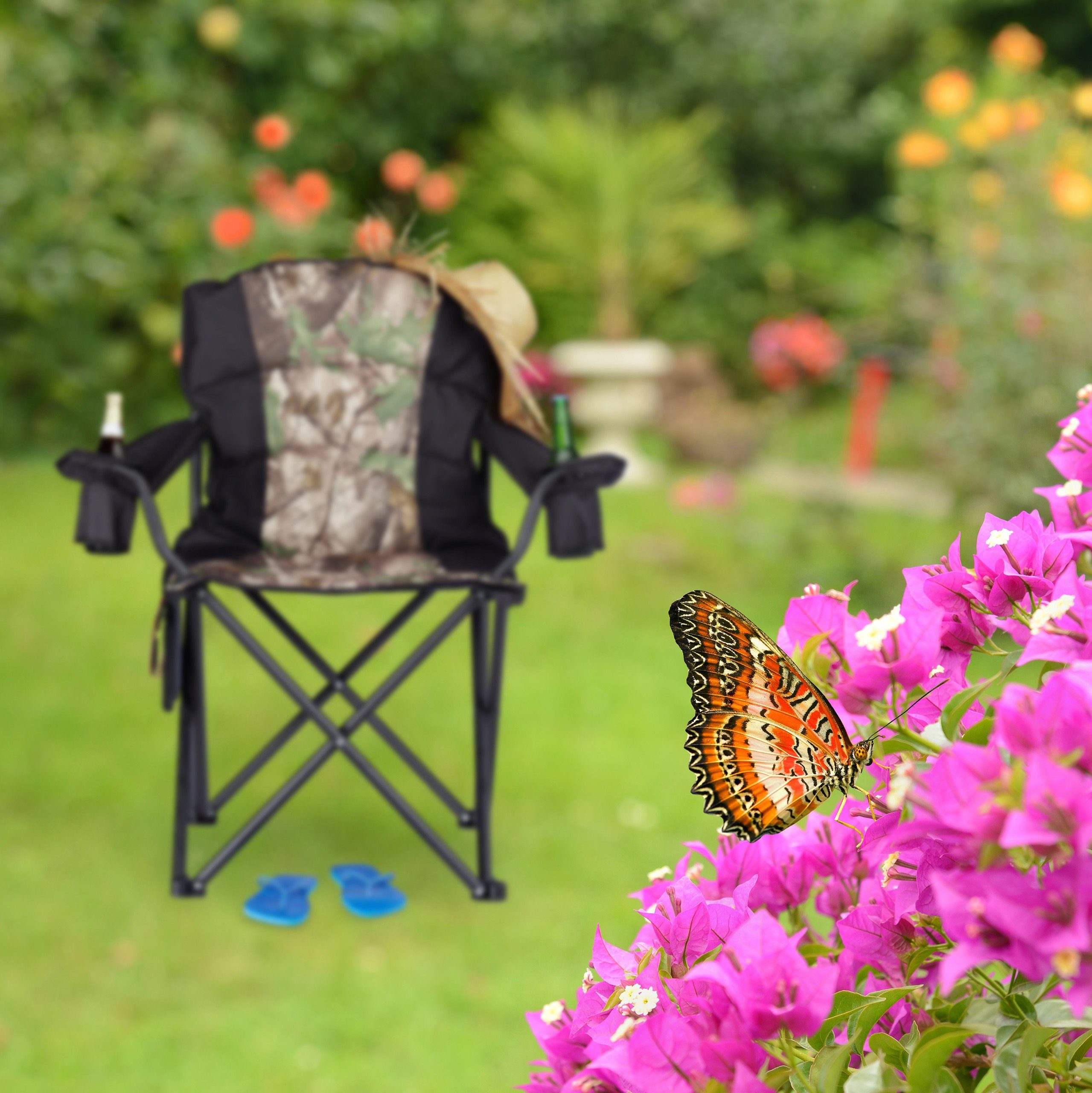relaxdays Campingstuhl Campingstuhl mit 2 Getränkehaltern