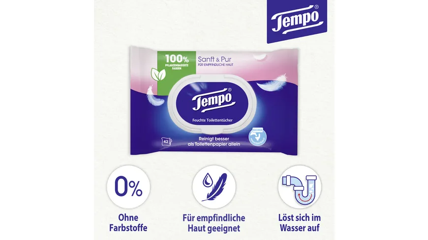 Tempo feuchte Toilettentücher Sanft & Pur