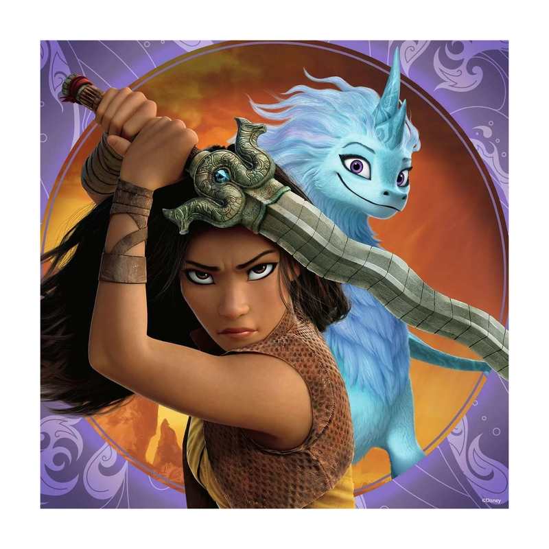 Puzzles Raya, la courageuse guerrière - DS Raya et le dernier dragon 3x 49 pièces